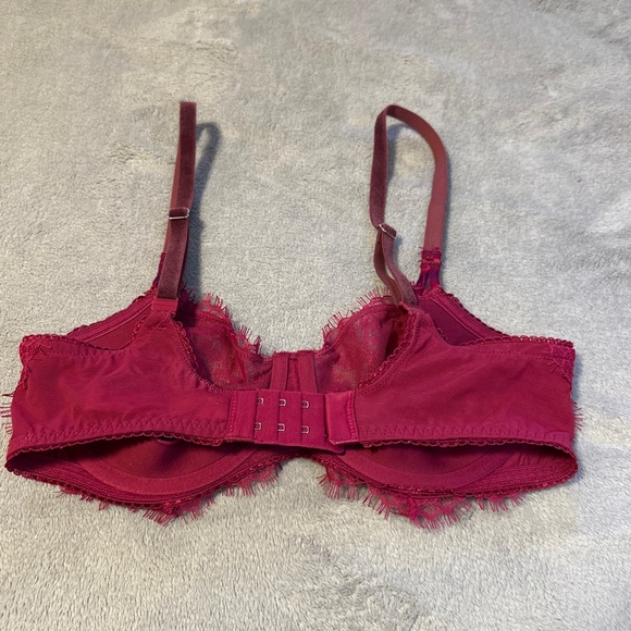 Victorias Secret Dream Angels Push Up Without Padding Maroon Red Lace Bra 34D - Picture 3 of 8